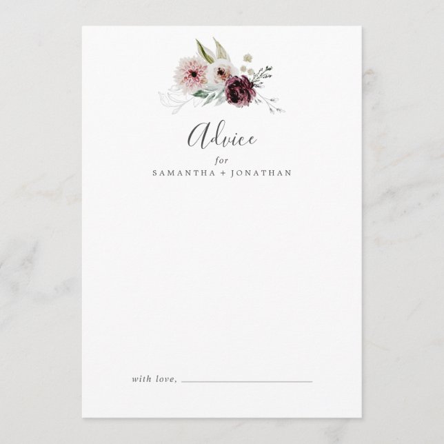 Carte Conseil Floral Romance Mariage (Devant)