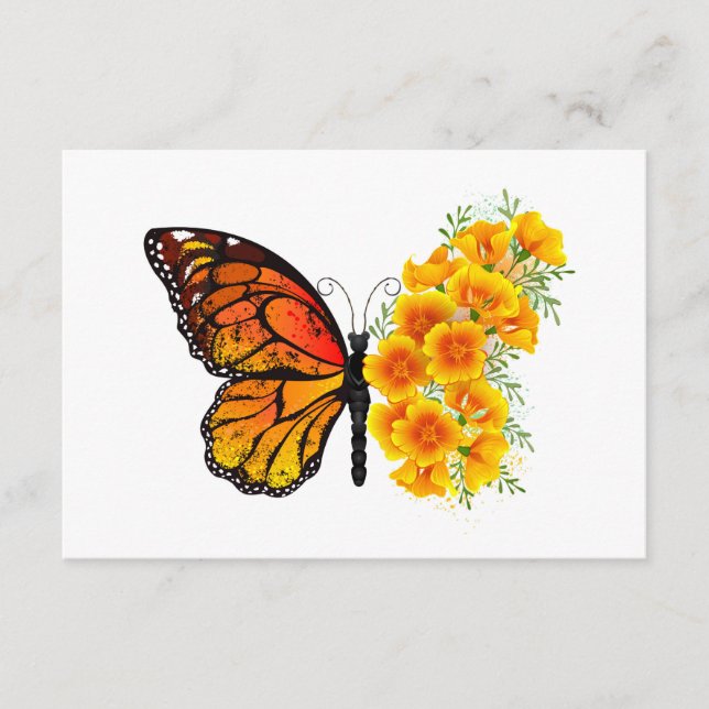 Carte Conseil Flower Butterfly with Yellow California Poppy (Devant)
