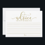 Carte Conseil Gold Advice for the Bride Calligraphy<br><div class="desc">Carte moderne et lunatique pour la mariée. Donnez des conseils avec cette carte moderne "conseil pour la mariée". C'est parfait pour les wedding showers et les mariés. D'autres couleurs sont disponibles.</div>