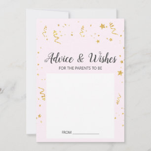 Carte Conseil Gold Celebration sur Pink Baby shower Conseils Car