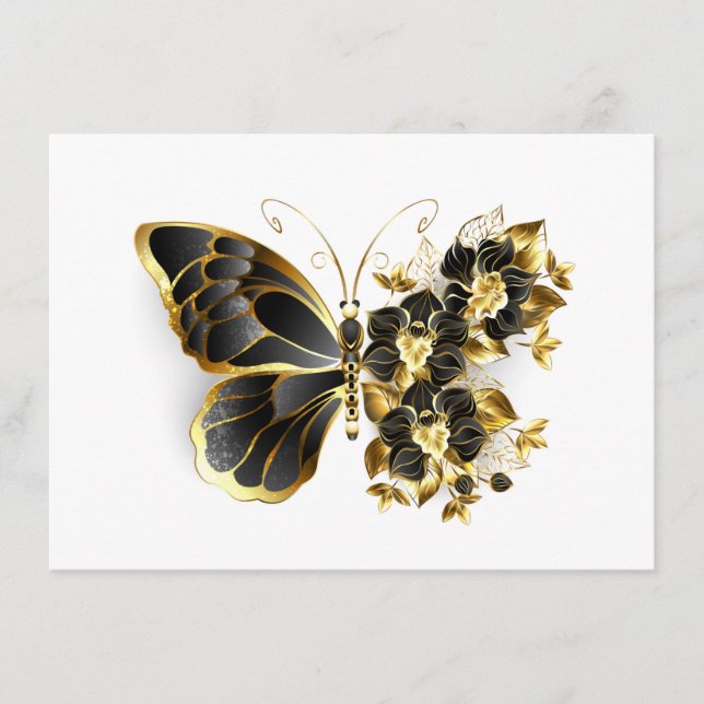 Carte Conseil Gold flower Butterfly with Black Orchid (Devant)