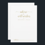 Carte Conseil Gold Minimaliste Calligraphie Mariage bien souhait<br><div class="desc">Ce mariage de calligraphie minimaliste dorée vous souhaite la bienvenue est parfait pour un mariage rustique. Le design sobre et élégant présente une typographie de script classique et sophistiquée en or. Ces cartes sont parfaites pour un mariage, une douche nuptiale, un baby shower, une fête de remise de diplômes et...</div>