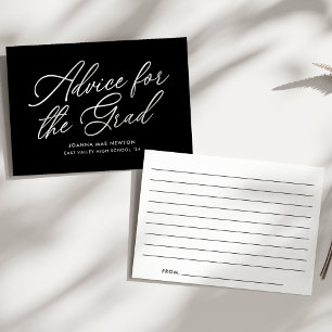 Carte Conseil Graduation de script moderne noir et blanc