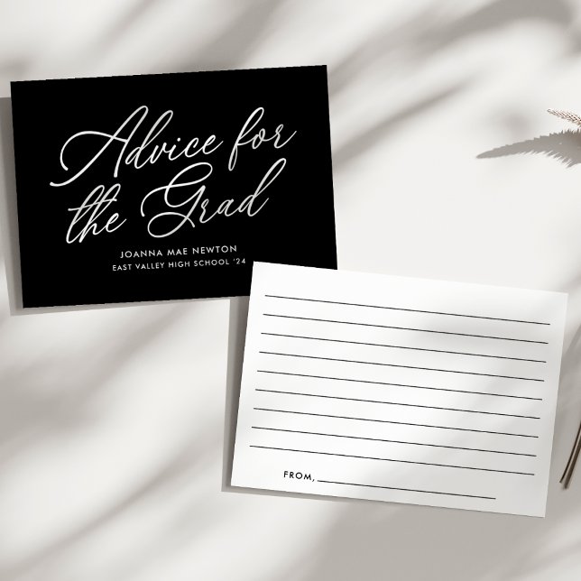 Carte Conseil Graduation de script moderne noir et blanc (Créateur téléchargé)