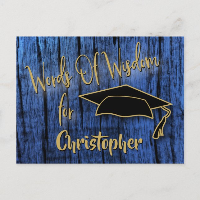Carte Conseil Graduation rustique Mots de sagesse / Conseils pou (Devant)