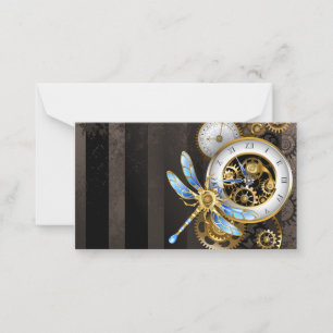 Carte Conseil Horloge à vapeur avec libellule mécanique