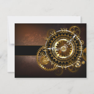 Carte Conseil Horloge Steampunk avec des engrenages anciens