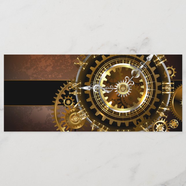 Carte Conseil Horloge Steampunk avec des engrenages anciens (Devant)
