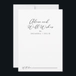 Carte Conseil Idyllique Stylish Calligraphie Mariages bien souha<br><div class="desc">Cette carte de conseil de mariage de calligraphie de style idyllique est parfaite pour un mariage rustique. Le design sobre et élégant présente une typographie de script classique et sophistiquée en noir et blanc. Ces cartes sont parfaites pour un mariage, une douche nuptiale, un baby shower, une fête de remise...</div>