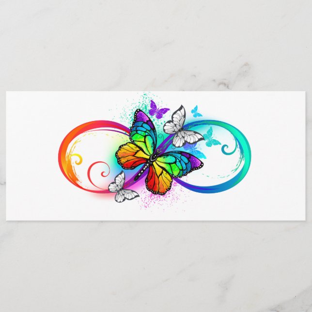 Carte Conseil Infini brillant avec papillon arc-en-ciel (Devant)