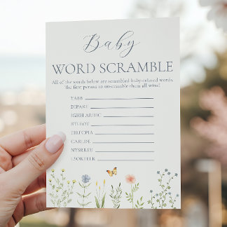 Carte Conseil Jeu de désordre de mots pour bébé Fleur Sauvage Ba
