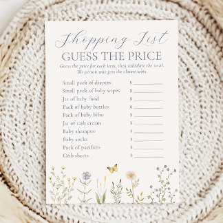 Carte Conseil Jeu de devinette de prix de bébé Fleur Sauvage pou