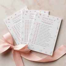 Jeu de devinette pour Baby Shower Fleurs pastel