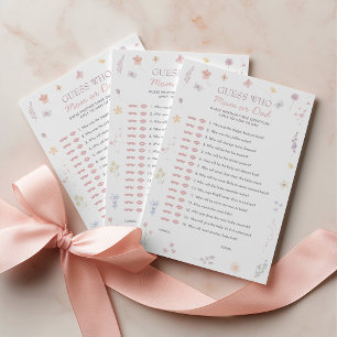 Carte Conseil Jeu de devinette pour Baby Shower Fleurs pastel