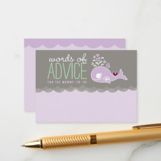 Carte Conseil Jeu pour Baby Shower Maman enceinte baleine violet