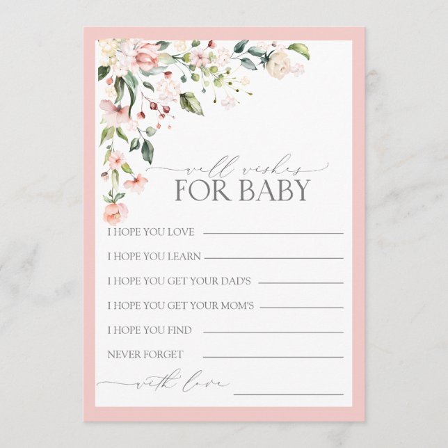 Carte Conseil Joli Baby shower Floral Rose (Devant)