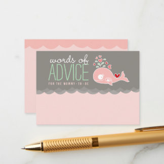Carte Conseil Jolie Pregnant rose baleine Baby shower Jeu maman