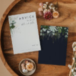 Carte Conseil La verdure et la feuille d'or | Dark Navy Mariage<br><div class="desc">Nous avons conçu cette verdure et cette feuille d'or | carte de conseil mariage marine foncé pour compléter votre mariage boho simple mais élégant. Il présente des feuilles modernes d'eucalyptus vert et blanc, du feuillage de fougères, une fleur succulente et un minimum de feuilles de feuille d'or. Ces éléments donnent...</div>