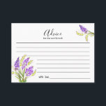 Carte conseil Lavande d'aquarelle et fleurs vertes<br><div class="desc">Lavande d'aquarelle douce et fleurs vertes. Personnalisez notre superbe papeterie avec vos détails de l'événement facilement et rapidement,  appuyez simplement sur le bouton customiser. La coordination à l'envers est incluse. Les articles correspondants pour compléter votre collection d'événements sont disponibles dans notre boutique Zazzle!</div>