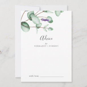 Carte Conseil Lavande rustique et Mariage d'eucalyptus