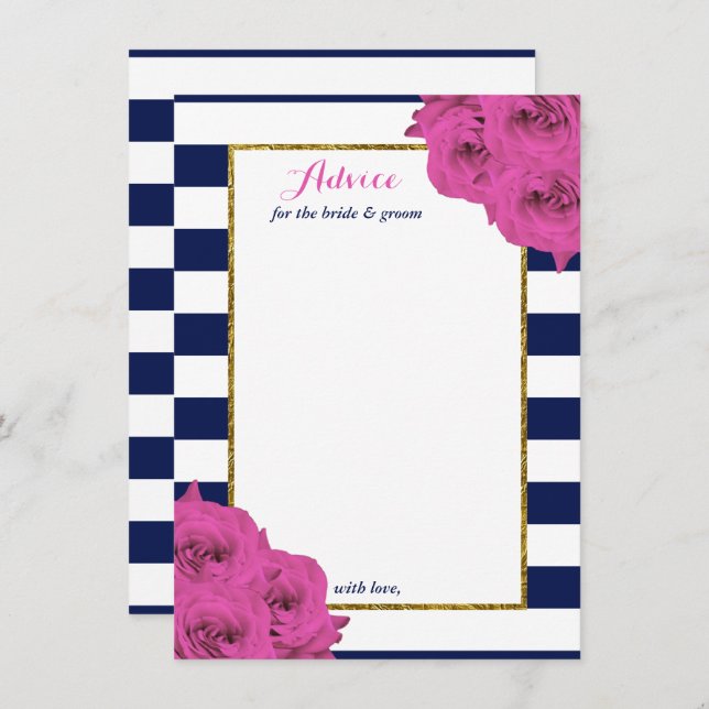 Carte Conseil Le Chic Moderne Luxe Mariage Collection Rose Roses (Devant / Derrière)