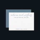 Carte Conseil Le nouveau M.   Mme Minimaliste Mariage bleu<br><div class="desc">Utilisez cette carte de voeux moderne à votre fête pour que les invités laissent une note personnelle à l'invité d'honneur. Ajoutez vos informations sur le formulaire modèle. Le menu d'édition avancée vous permet de modifier les couleurs et les polices.</div>