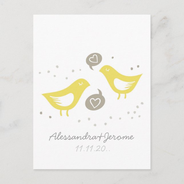 Carte Conseil les oiseaux jaunes qui parlent laissent une note (Devant)