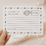 Carte Conseil Lettres à l'épouse<br><div class="desc">Un bel ensemble de gardiens pour votre douche nuptiale, ce design simple et minimaliste d'inspiration airmail permet aux invités d'écrire des messages sincères à vous avant votre jour de mariage ! Avec un texte entièrement personnalisable dans cette conception, vous pouvez personnaliser chaque détail de la carte postale pour vous convenir,...</div>