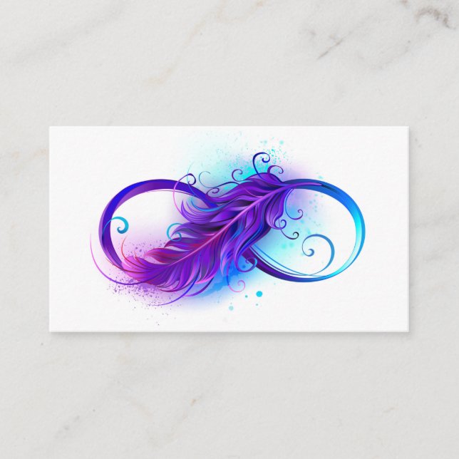 Carte Conseil L'infini avec plume violette (Devant)