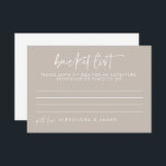 Carte Conseil Liste des segments de Mariage de script de type mo<br><div class="desc">Carte de conseil de liste de Mariage de script manuscrite Taupe moderne</div>