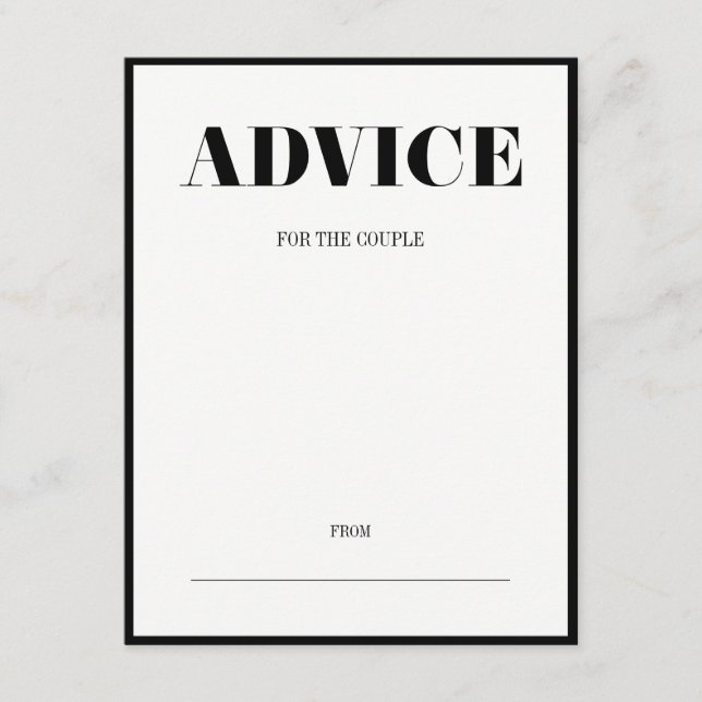 Carte Conseil M. et Mme Modern Bold Mariage Advice Card (Devant)