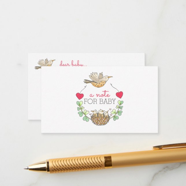 Carte Conseil Mama Bird survol des notes de nid pour Baby shower (Devant/Arrière en situation)