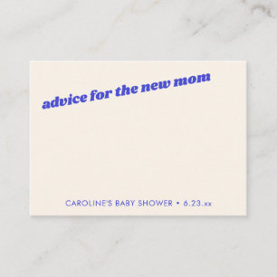 Carte Conseil Maman de la Baby Shower Moderne Personnalisée Bleu