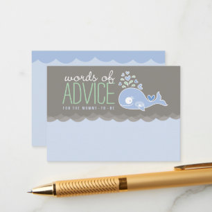 Carte Conseil Maman Jolie Fête Prénatale de Bébé Baleine Bleue J