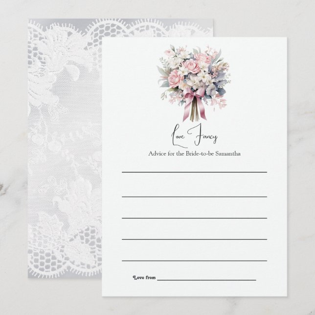 Carte Conseil Mariage Amour et Dentelle (Devant / Derrière)