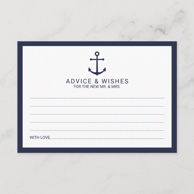 Carte Conseil Mariage Ancre bleu marine (Devant)