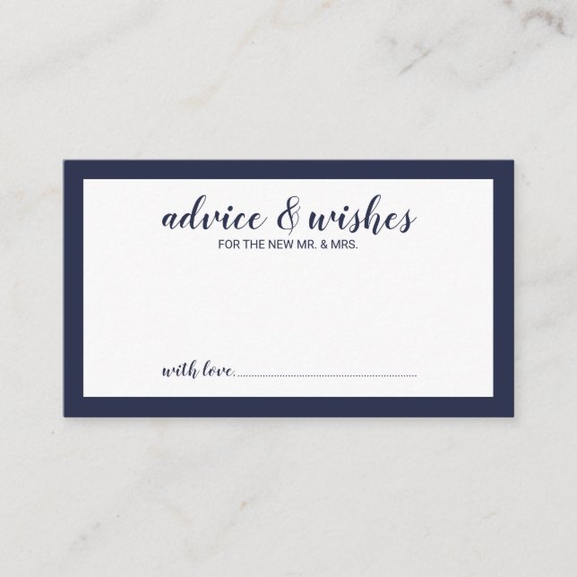 Carte Conseil Mariage bleu marine moderne (Devant)