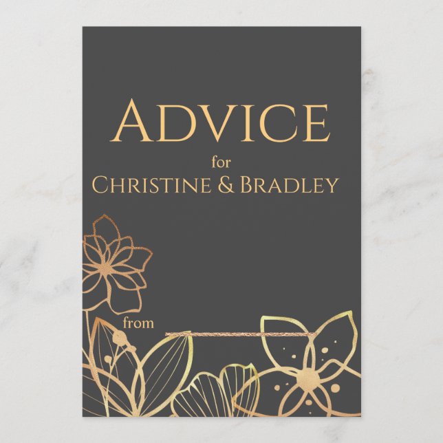 Carte Conseil Mariage charbon et or (Devant)