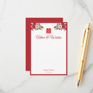 Carte Conseil Mariage chinois couleur rose rouge