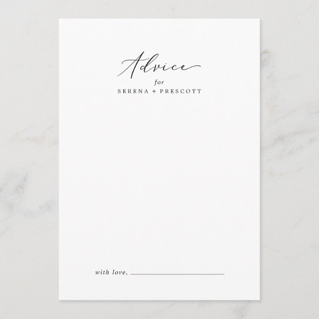 Carte Conseil Mariage de calligraphie noir délicat (Devant)