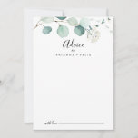 Carte Conseil Mariage de feuillage Eucalyptus vert d'été<br><div class="desc">Cette carte de conseil mariage de feuillage d'eucalyptus vert d'été est parfaite pour un mariage simple. Le design présente de magnifiques feuilles d'eucalyptus verts peints à la main, inspirant le charme naturel. Ces cartes sont parfaites pour un mariage, une douche nuptiale, un baby shower, une fête de remise de diplômes...</div>