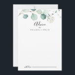 Carte Conseil Mariage de feuillage Eucalyptus vert d'été<br><div class="desc">Cette carte de conseil mariage de feuillage d'eucalyptus vert d'été est parfaite pour un mariage simple. Le design présente de magnifiques feuilles d'eucalyptus verts peints à la main, inspirant le charme naturel. Ces cartes sont parfaites pour un mariage, une douche nuptiale, un baby shower, une fête de remise de diplômes...</div>