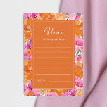 Carte Conseil Mariage de jardin d'été rose et orange vif<br><div class="desc">Ces jolies cartes de conseil florales vibrantes vous apporteront un complément merveilleux à vos fournitures de mariage ! Customisez facilement le texte en cliquant sur l'option "personnaliser".</div>