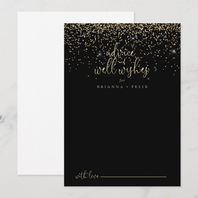 Carte Conseil Mariage de script Gold Confetti (Devant / Derrière)