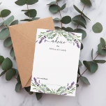 Carte Conseil Mariage de verdure de lavande eucalyptus<br><div class="desc">Arrière - plan blanc,  décoré de fleurs de lavande et de verdure d'eucalyptus. Personnalisez et ajoutez vos noms.</div>