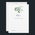 Carte Conseil Mariage de verdure d'été<br><div class="desc">Cette carte de conseil mariage de verdure estivale est parfaite pour un élégant mariage du milieu de l'été et peut être utilisée pour n'importe quel événement. Le design botanique présente un agencement luxuriant d'eucalyptus couleur aquarelle peint, de verdure et de feuilles verts avec de subtils ressorts de fleurs roses rousses....</div>