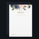Carte Conseil Mariage d'or floral Blush Navy<br><div class="desc">Cette carte de conseil aux mariages d'or floral bleu marine est parfaite pour un mariage rustique. Le design se compose de belles peintes à la main bleu foncé, bleu, bleu marine, rose, rousse, fleurs dorées et feuillage vert. Ces cartes sont parfaites pour un mariage, une douche nuptiale, un baby shower,...</div>