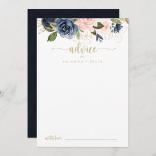 Carte Conseil Mariage d'or floral Blush Navy