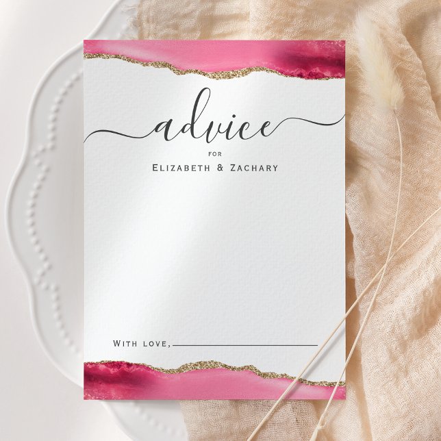 Carte Conseil Mariage Élégant Agate Rose Or (Créateur téléchargé)