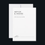 Carte Conseil Mariage élégant minimaliste moderne noir & blanc<br><div class="desc">Confiez des voeux intemporels avec cette carte de conseil minimaliste moderne en noir et blanc mariage. Inspiré par des lignes épurées et une simplicité sophistiquée, ce design permet à vos invités de partager leurs conseils sincères pour le couple heureux d'une manière qui complète votre thème de mariage élégant. La palette...</div>